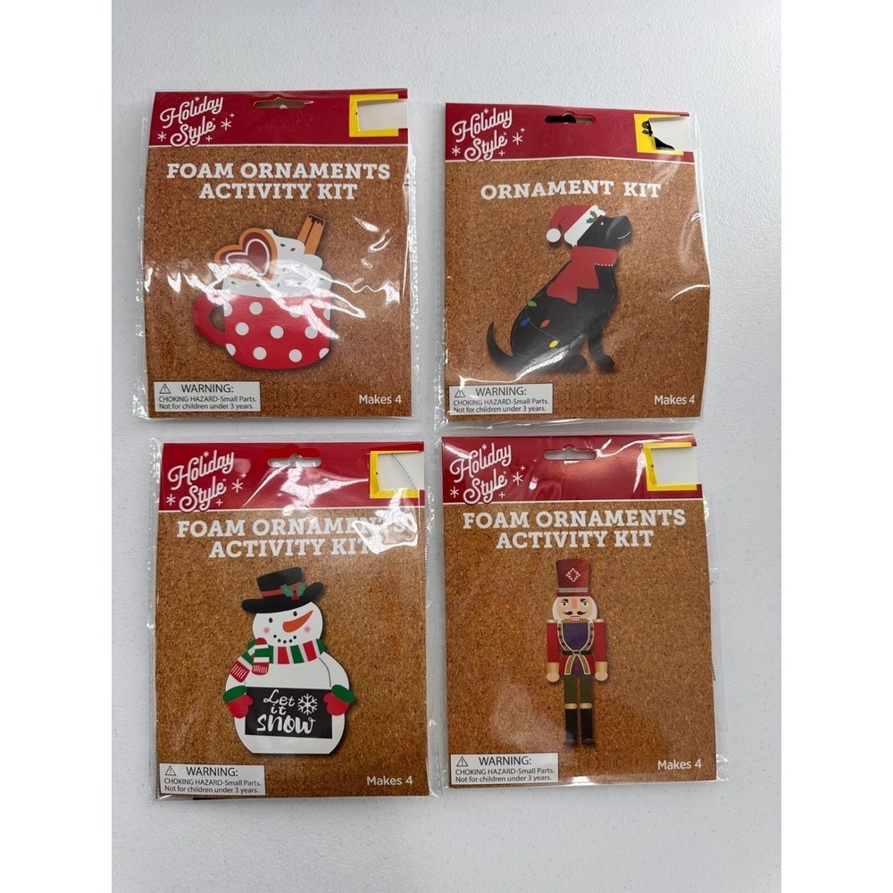 Holiday Style Foam Ornaments Activity Kit Set Of 4 Christmas Bundle Crafts Dog